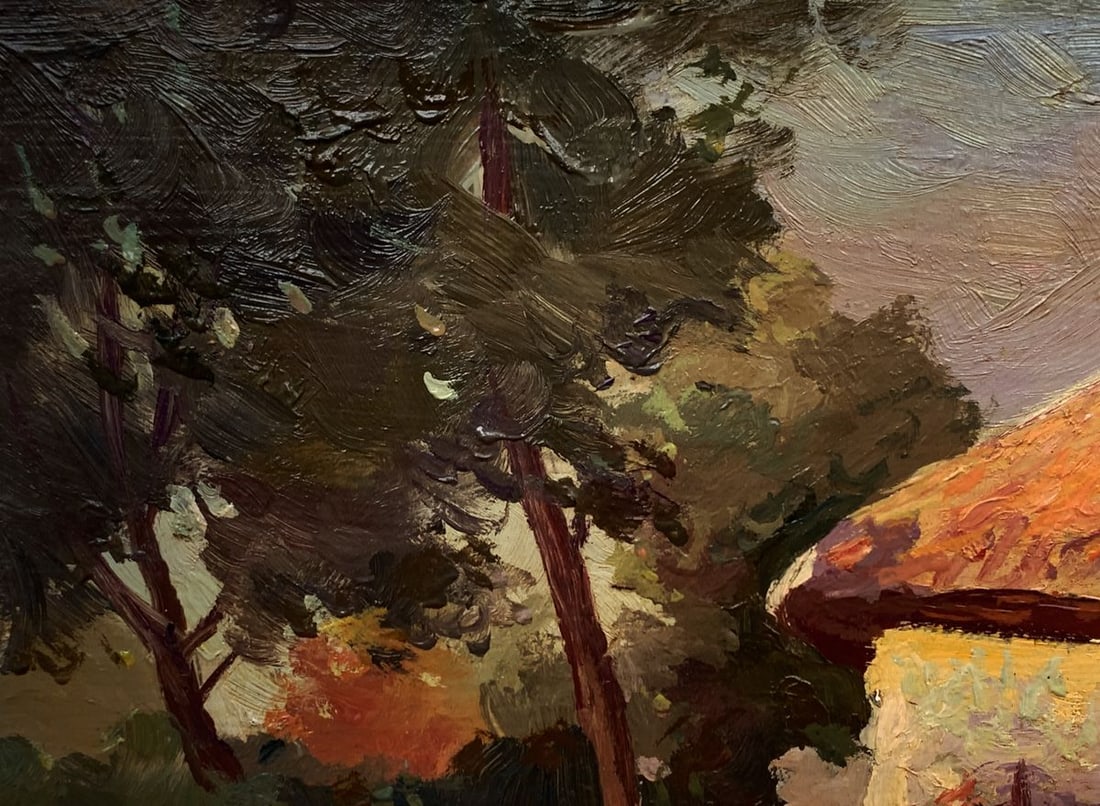 Oil painting Memories of my home in the village Unknown artist - 4