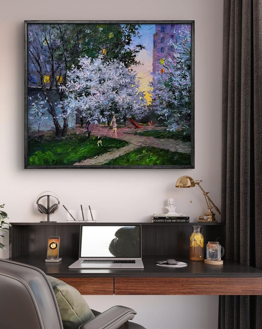 Oil painting Evening courtyard in the city Boris Serdyuk - 2