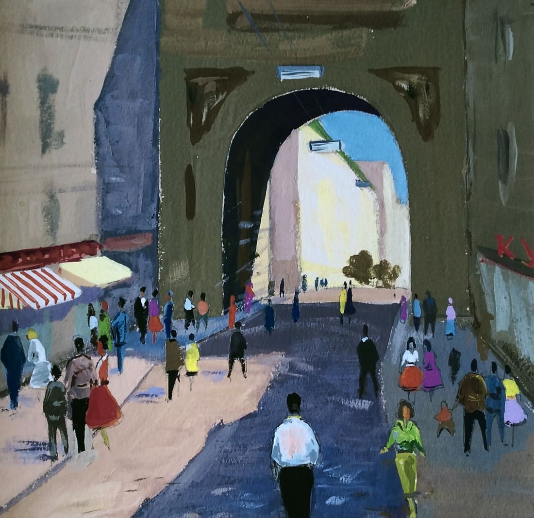 Gouache painting Infinite movement on city Vitaly Duhnevich (1 of 5)