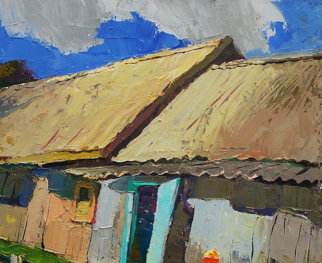 Oil painting A cottage in the yard Egor Shvachunov - 3