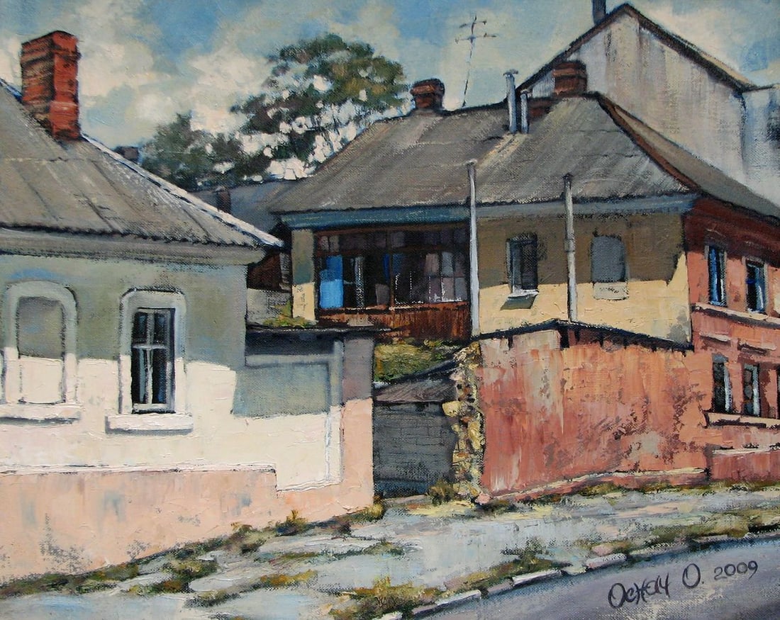 Oil painting Quiet streets of the city Oksana Osnach: Title: Oil painting Quiet streets of the city Oksana Osnach Description: Procach 124The Oil painting on Canvas titled “Quiet streets of the city” captures a scene of urban stillness, a fragmen