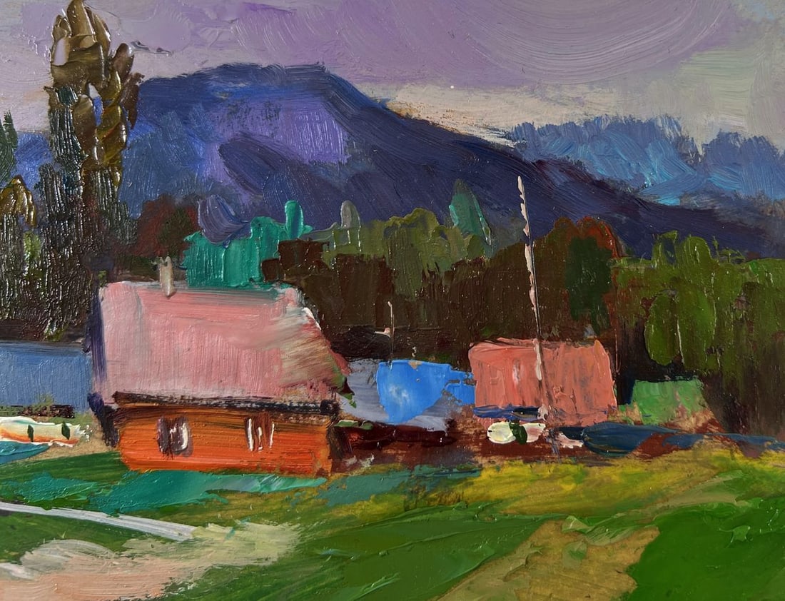 Oil painting A quiet village spread over the hills Yuriy Suprunchuk - 4