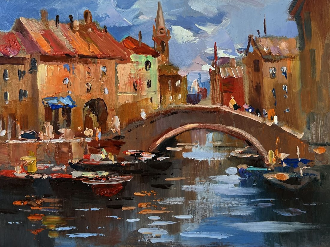 Oil painting City Central Bridge Yuriy Suprunchuk - 3