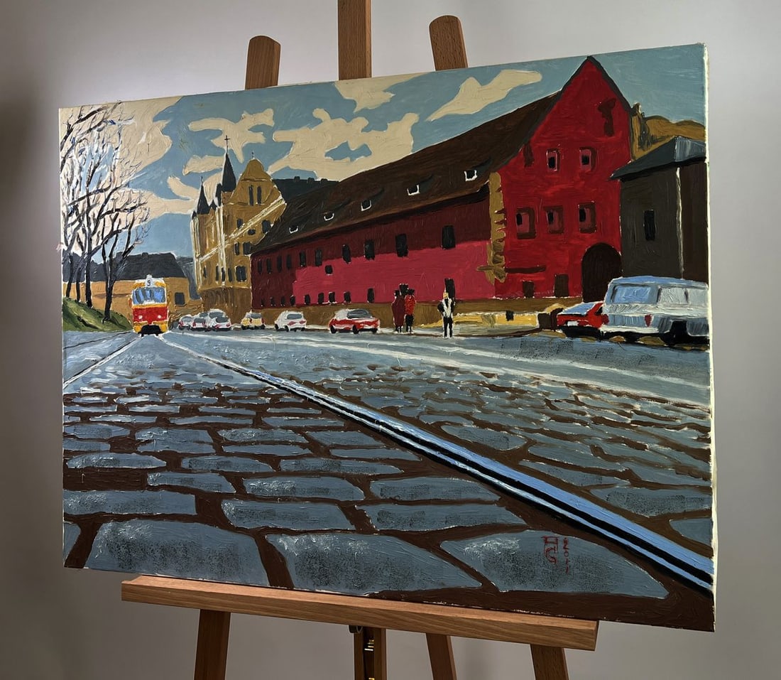 Oil painting Central city street Oleksandr Gukalov - 2