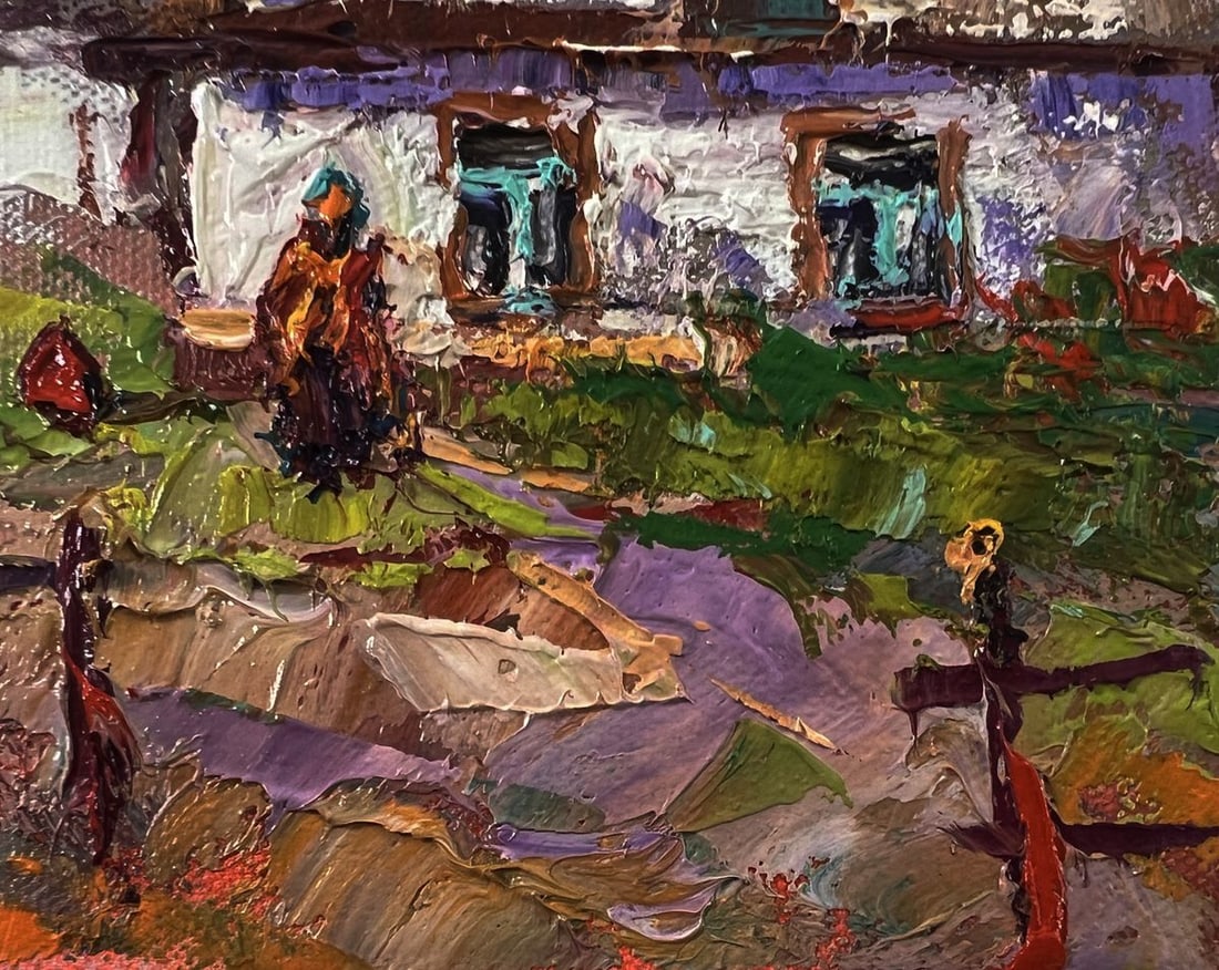 Oil painting Pink sunset over the village Oksana Ivanyuk - 5