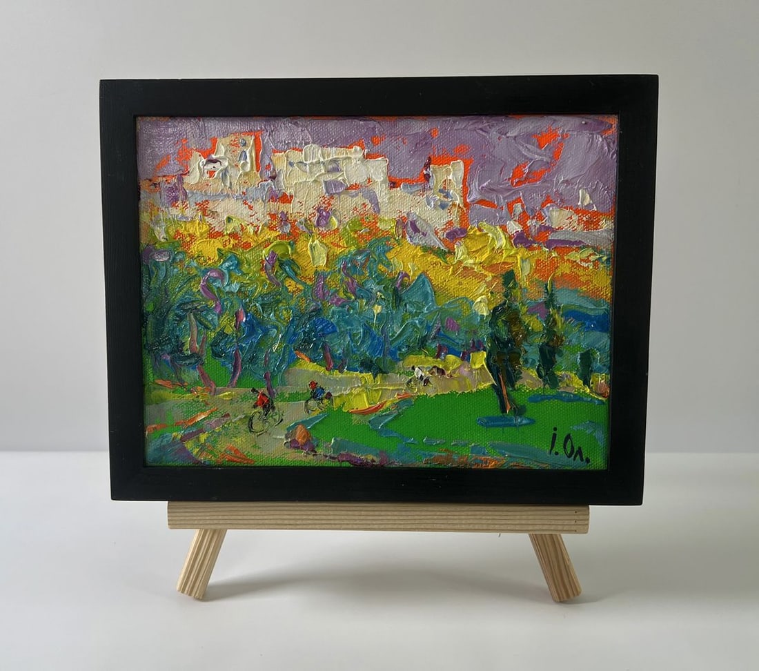 Oil painting On a walk in the city Oleksiy Ivanyuk: Title: Oil painting On a walk in the city Oleksiy Ivanyuk Description: No.AAA5583The Oil painting Canvas titled “On a walk in the city” radiates vibrancy, energy, and the lively pulse of