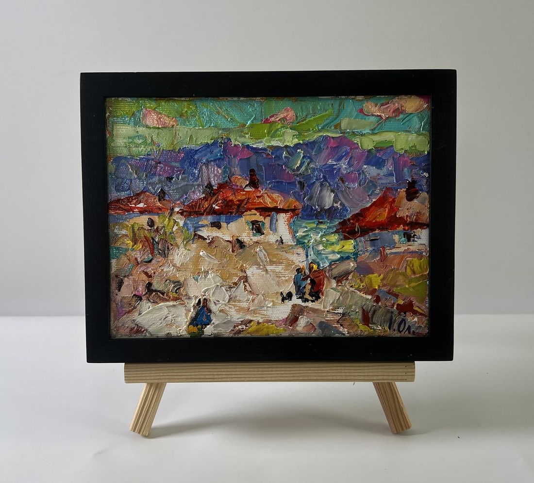 Oil painting Village memories Oleksiy Ivanyuk: Title: Oil painting Village memories Oleksiy Ivanyuk Description: No.AAA5597The Oil painting Canvas titled “Village memories” captures the nostalgia and warmth of rural life with bold colors a