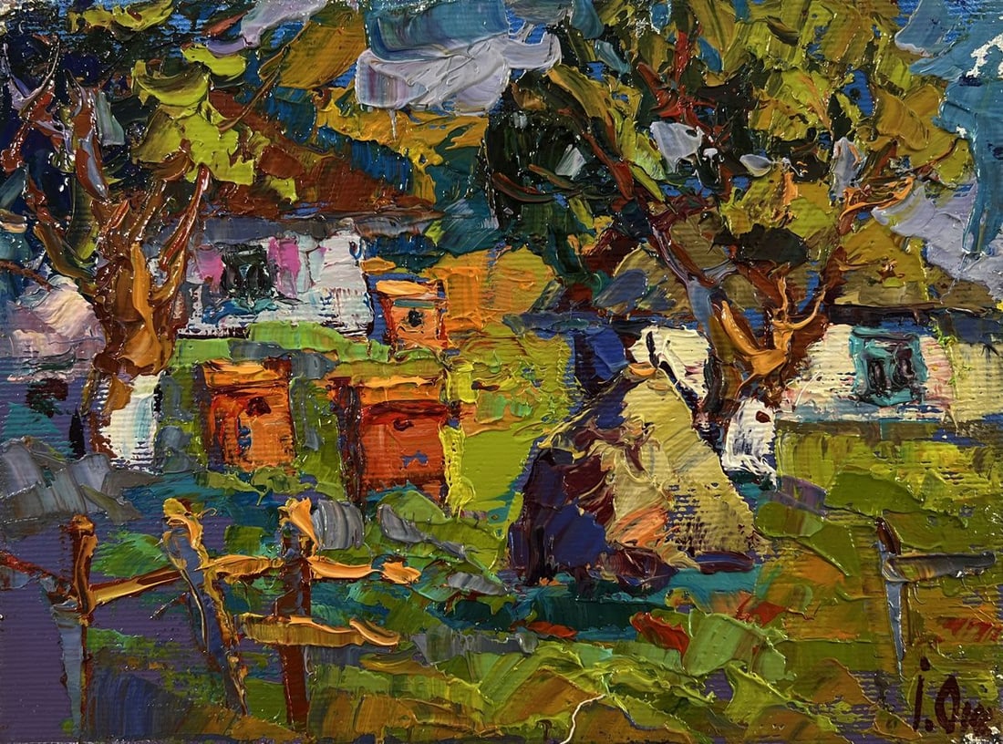 Oil painting Summer day in the village Oksana Ivanyuk - 3