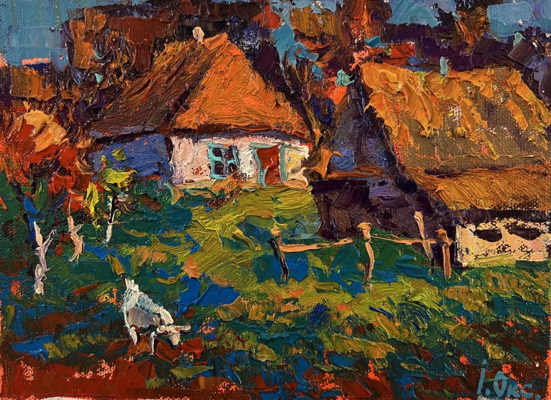 Oil painting The sun over the village Oksana Ivanyuk - 3