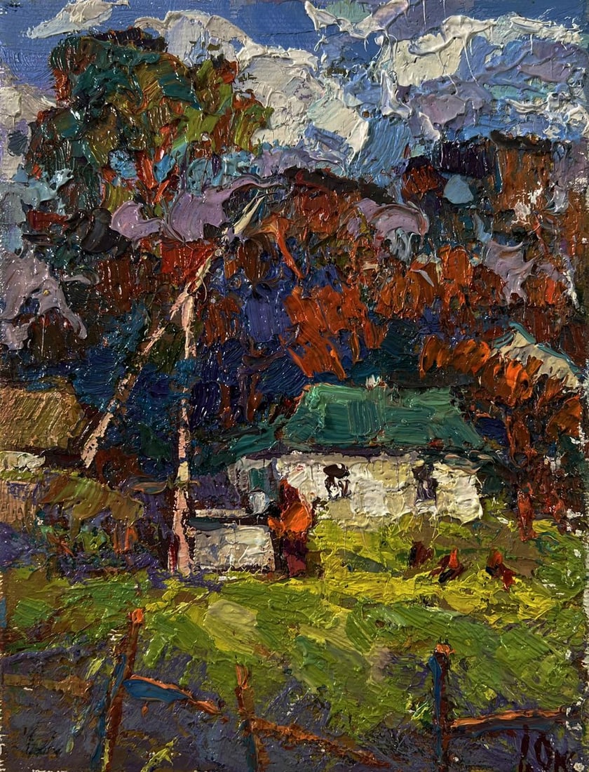 Oil painting Country day near the well Oksana Ivanyuk - 3