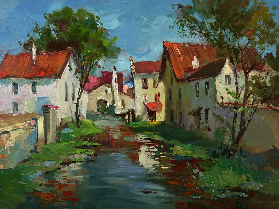 Oil painting Village stream Yuriy Suprunchuk - 3