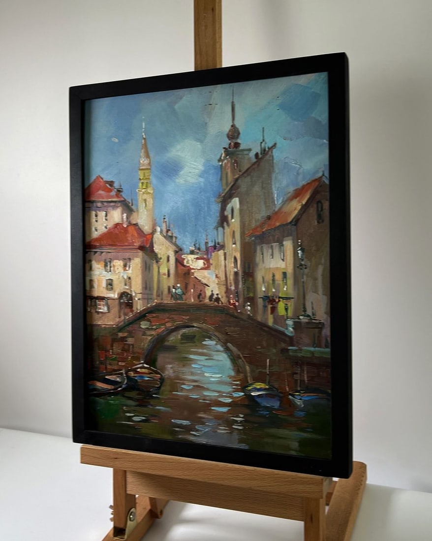 Oil painting City with a river Yuriy Suprunchuk - 2
