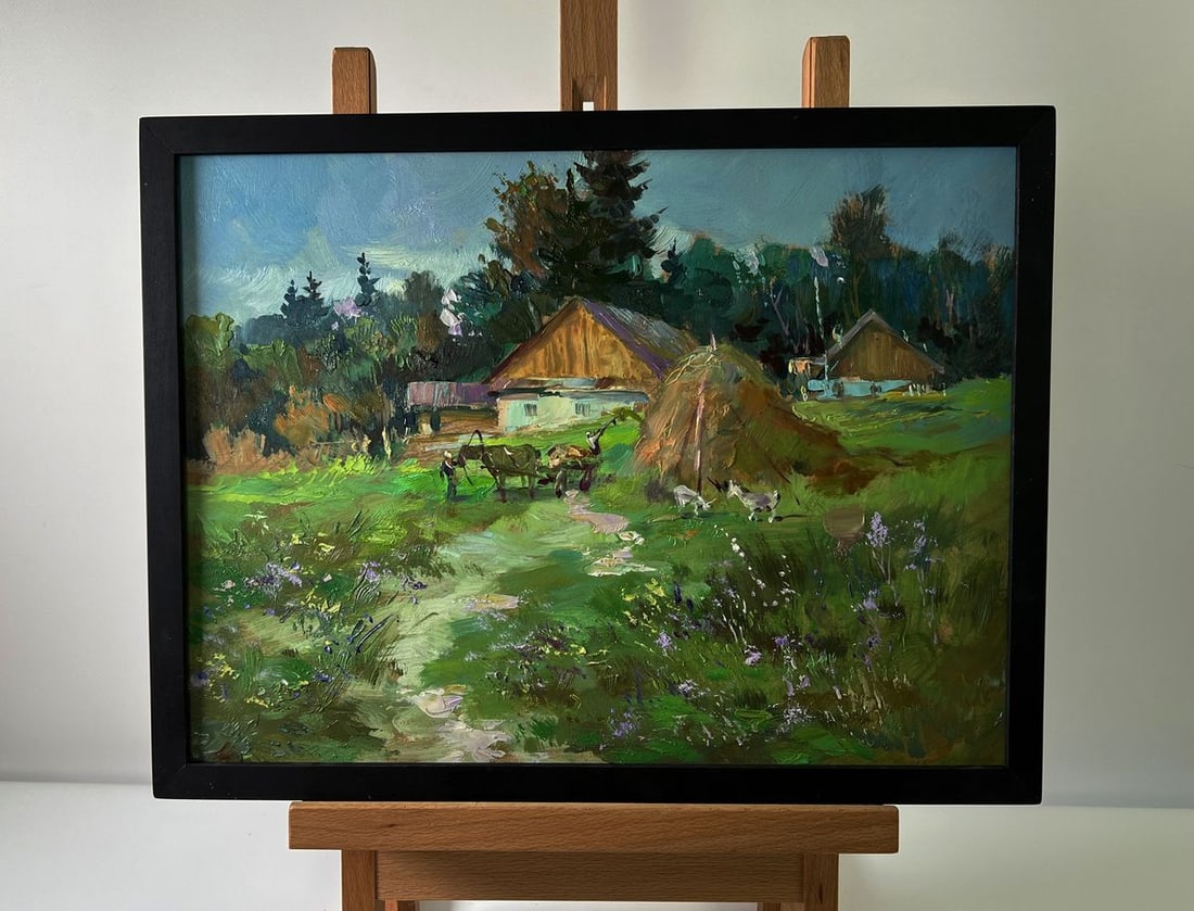 Oil painting Country house Yuriy Suprunchuk: Title: Oil painting Country house Yuriy Suprunchuk Description: No.AAA5688The Oil painting Cardboard titled "Country house" captures the quiet charm of rural life with vivid colors, expressive brushwo