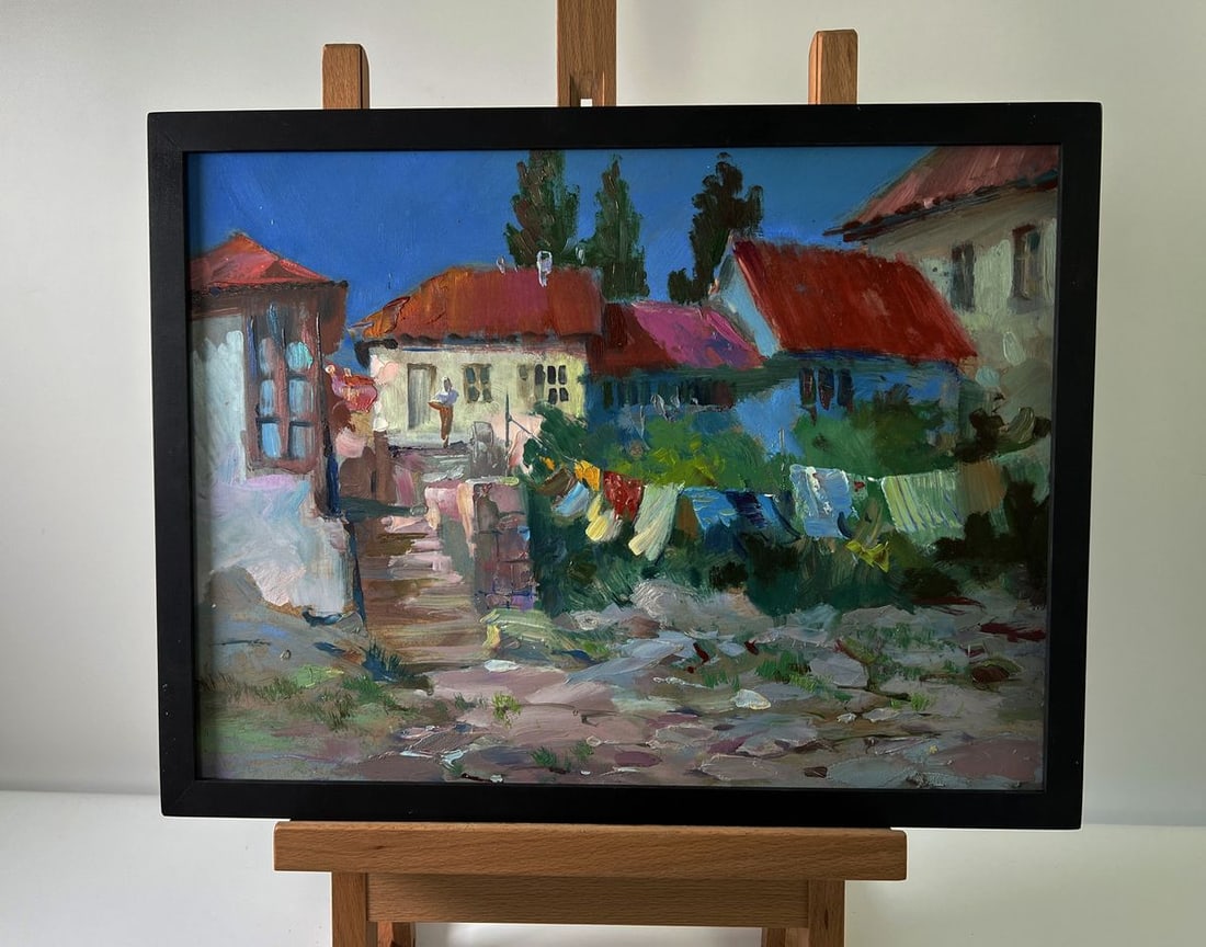 Oil painting Everyday home life Yuriy Suprunchuk: Title: Oil painting Everyday home life Yuriy Suprunchuk Description: No.AAA5689The Oil painting Cardboard titled "Everyday home life" captures the warmth, rhythm, and authenticity of simple domestic e