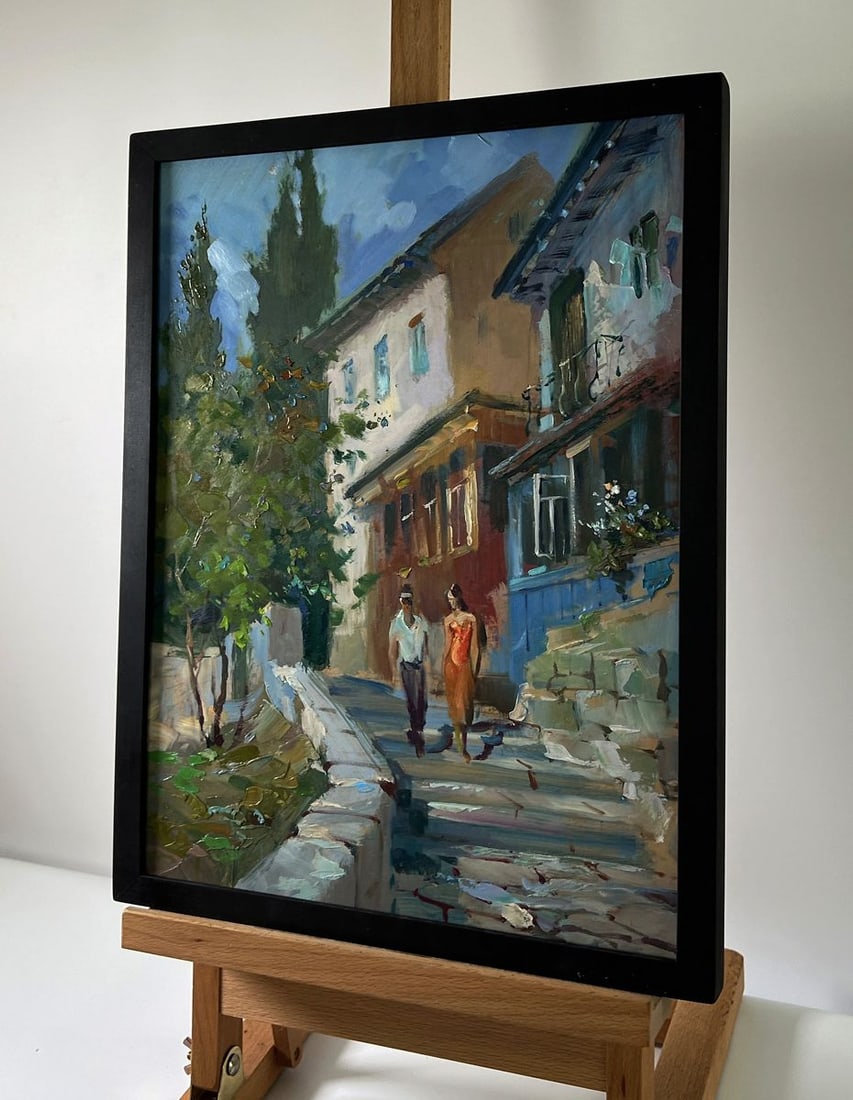 Oil painting A couple walks through the city streets Yuriy Suprunchuk - 2