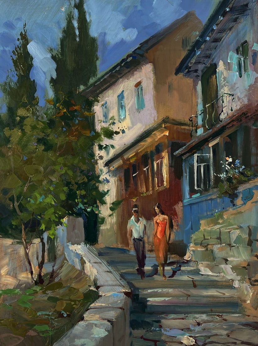 Oil painting A couple walks through the city streets Yuriy Suprunchuk - 3