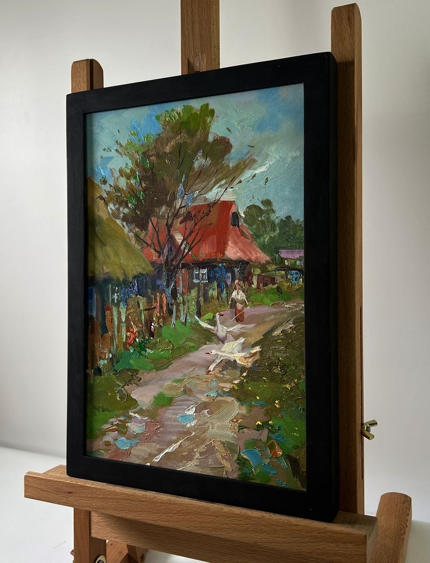 Oil painting Geese in the village Yuriy Suprunchuk - 2