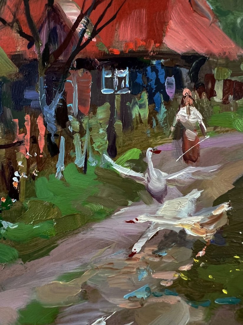 Oil painting Geese in the village Yuriy Suprunchuk - 6
