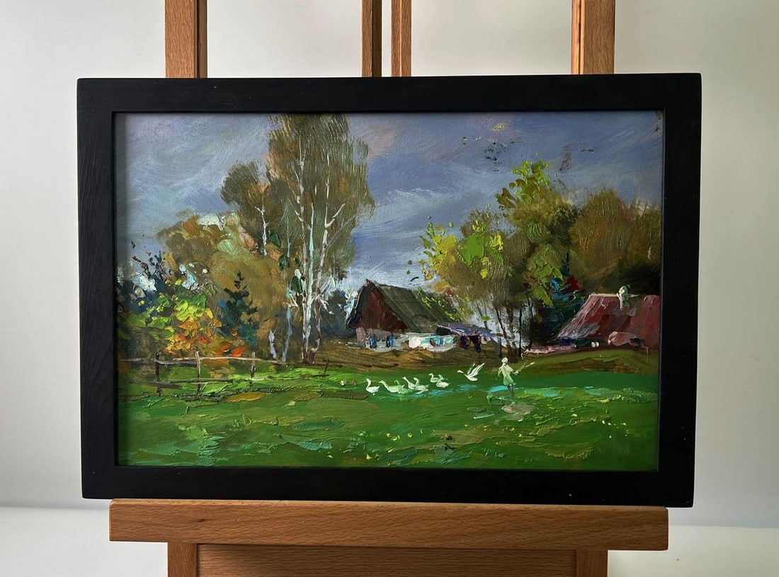 Oil painting Country geese Yuriy Suprunchuk (1 of 10)