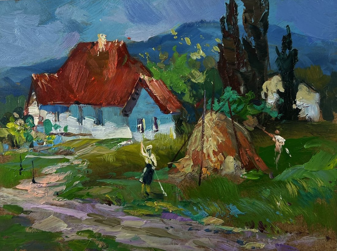 Oil painting A village near the mountains Yuriy Suprunchuk - 3