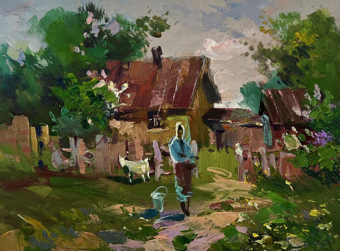 Oil painting Yard in the village Yuriy Suprunchuk - 3
