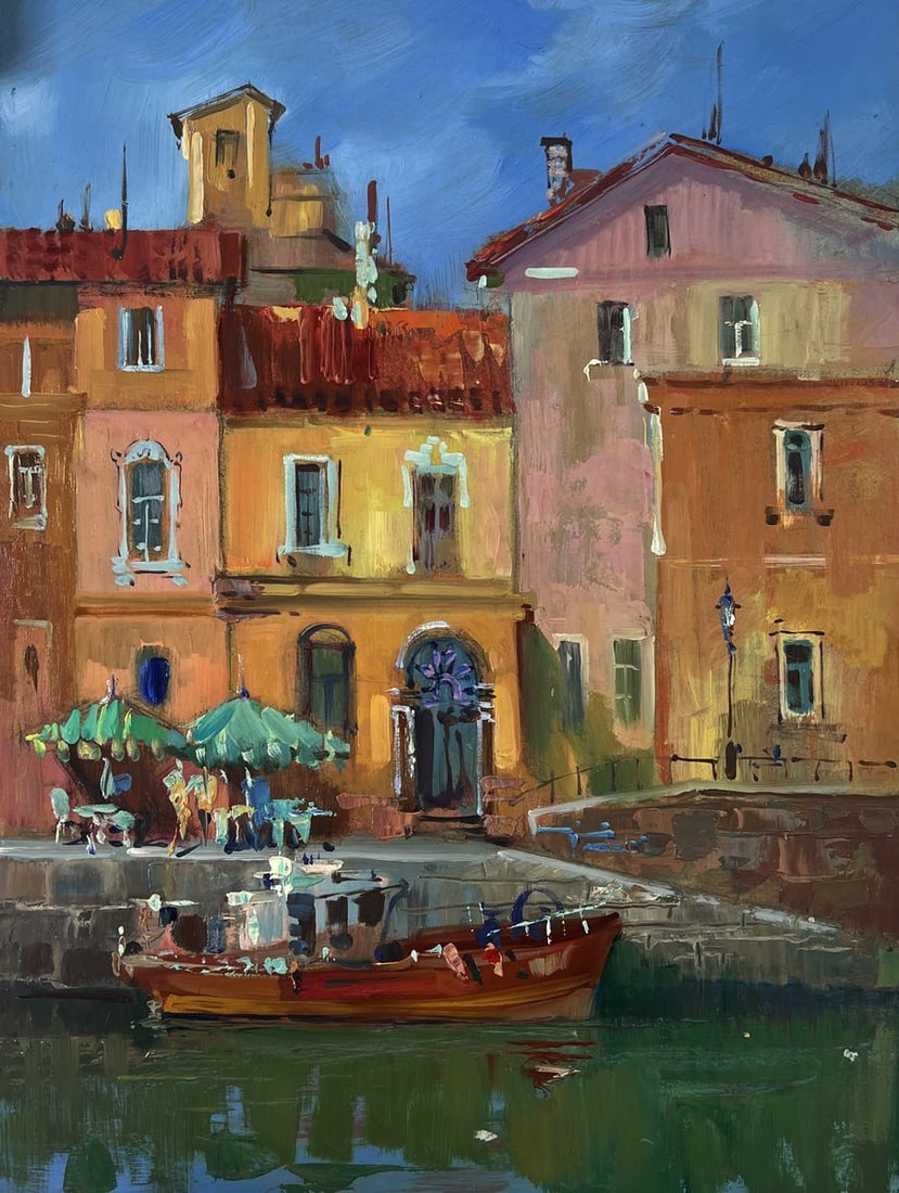 Oil painting City with boats Yuriy Suprunchuk - 3