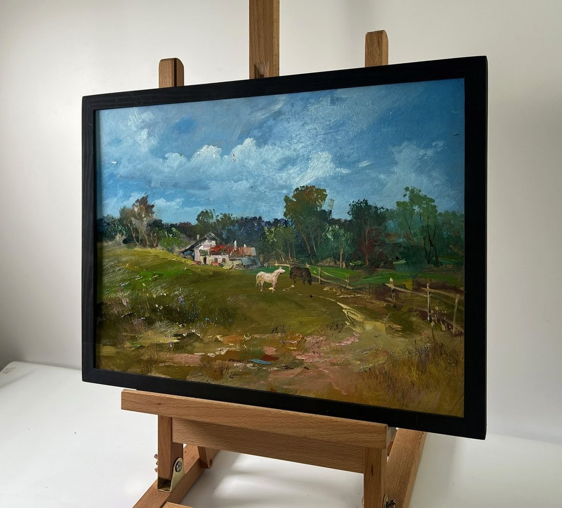 Oil painting Village with horses Yuriy Suprunchuk - 2