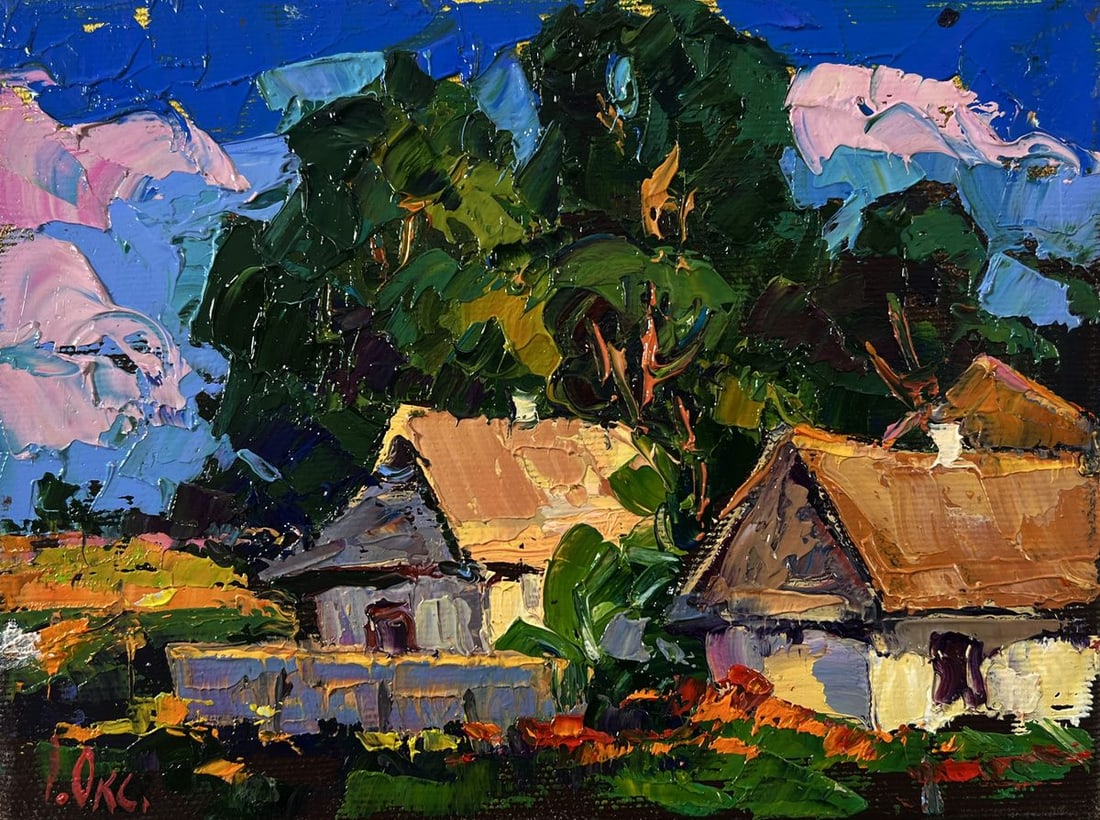 Oil painting Summer days in the village Oksana Ivanyuk - 3