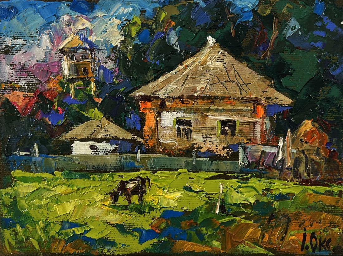 Oil painting Quiet village life Oksana Ivanyuk - 3