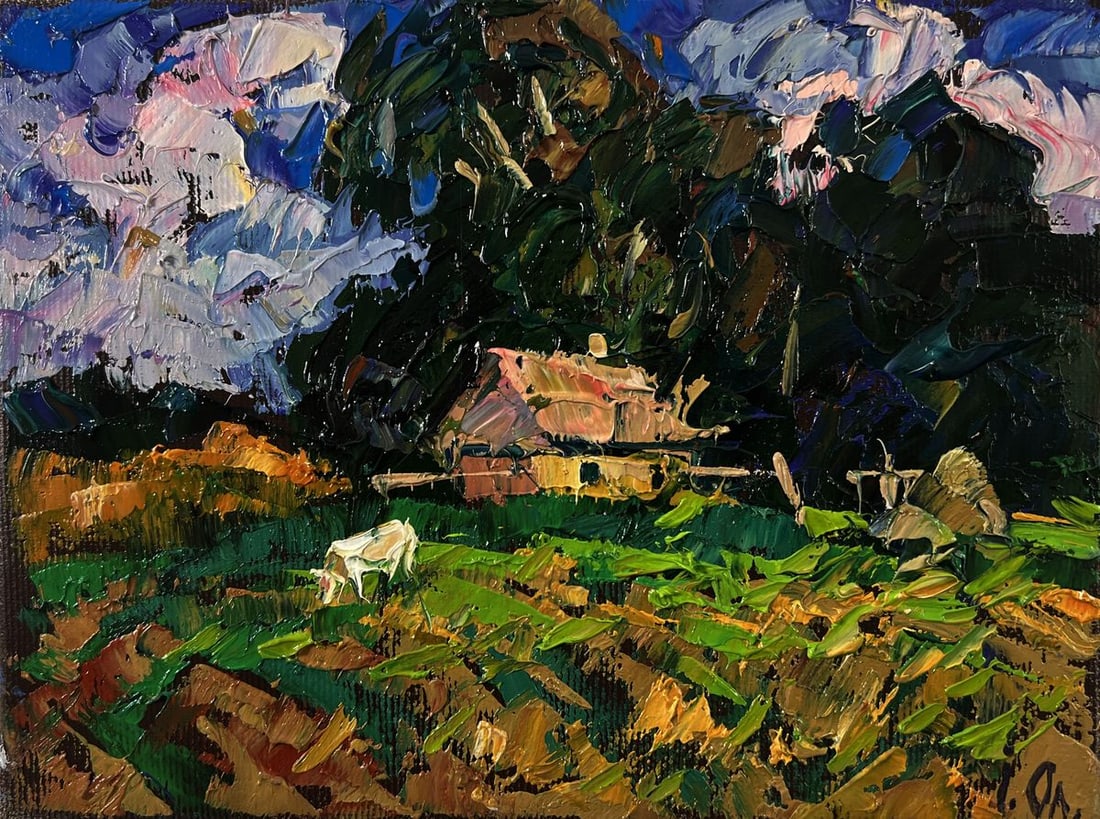 Oil painting A lonely house in a field Oleksiy Ivanyuk - 3