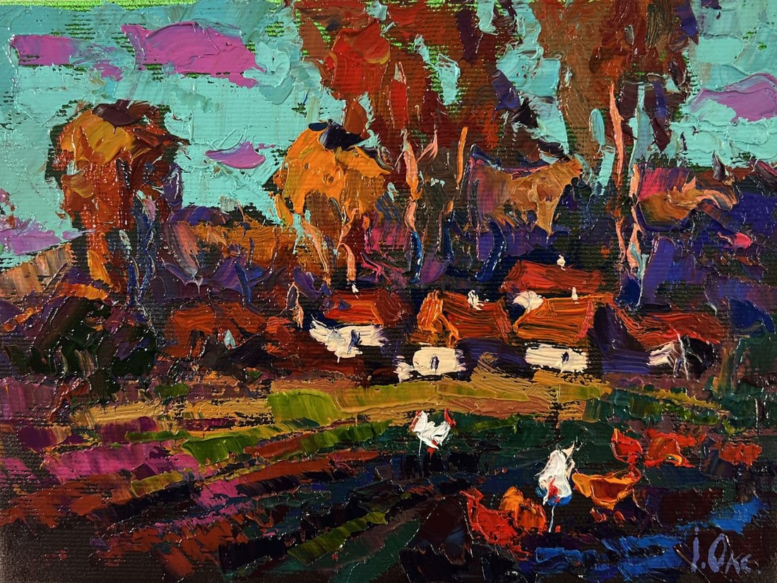 Oil painting Evening village Oksana Ivanyuk - 3