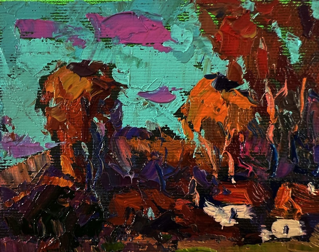 Oil painting Evening village Oksana Ivanyuk - 7