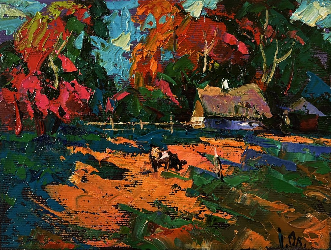 Oil painting Village in the rays of the sun Oleksiy Ivanyuk - 3