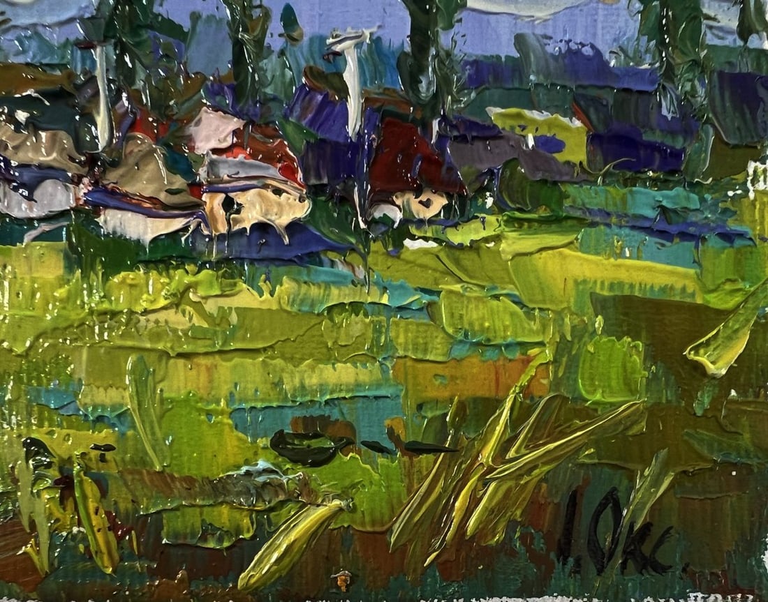 Oil painting Clouds over the village Oksana Ivanyuk - 5