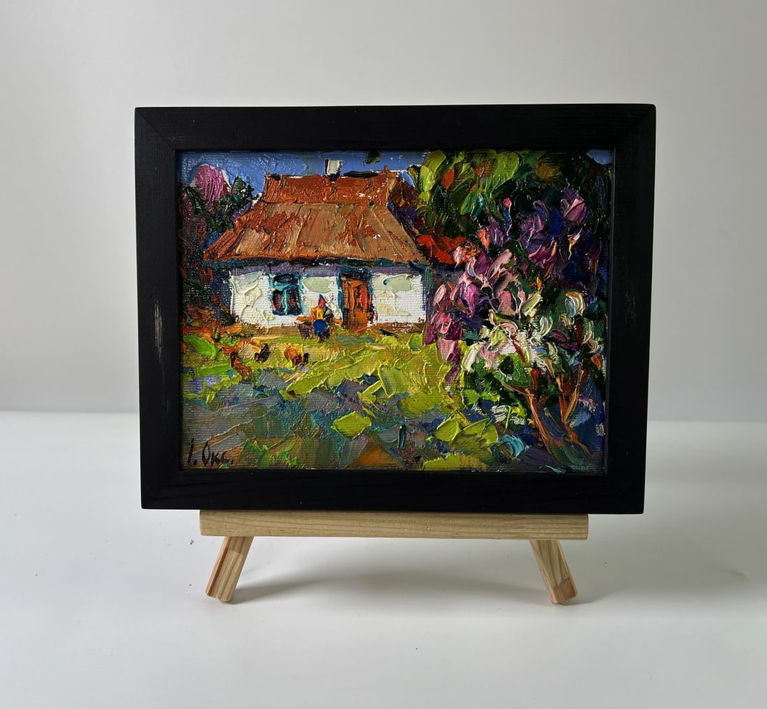 Oil painting A flowering bush in the garden Oksana Ivanyuk: Title: Oil painting A flowering bush in the garden Oksana Ivanyuk Description: No.AAA5859The Oil painting Canvas titled "A flowering bush in the garden" presents a tender and vibrant scene of village
