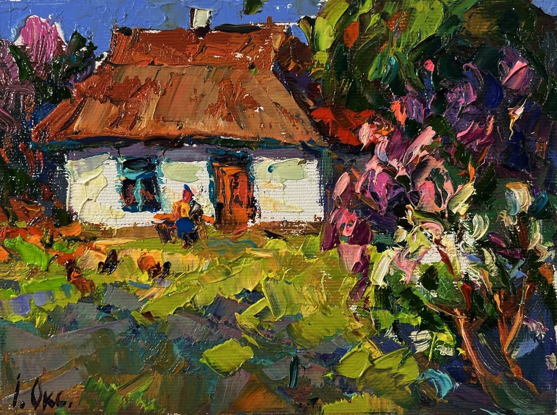 Oil painting A flowering bush in the garden Oksana Ivanyuk - 3