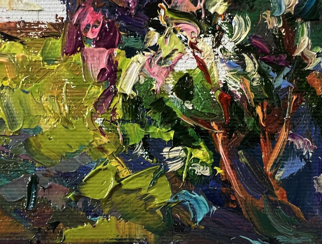 Oil painting A flowering bush in the garden Oksana Ivanyuk - 5