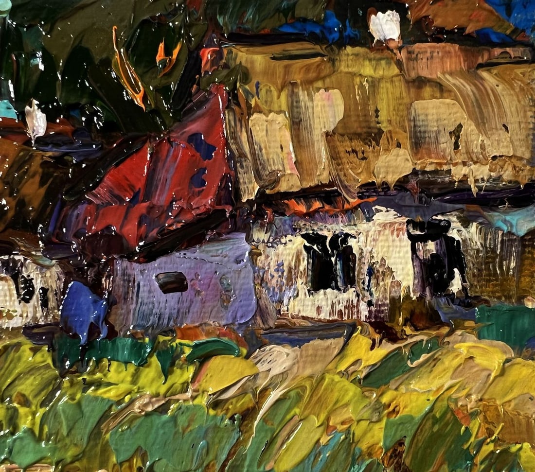 Oil painting Chickens in a village yard Oksana Ivanyuk - 4