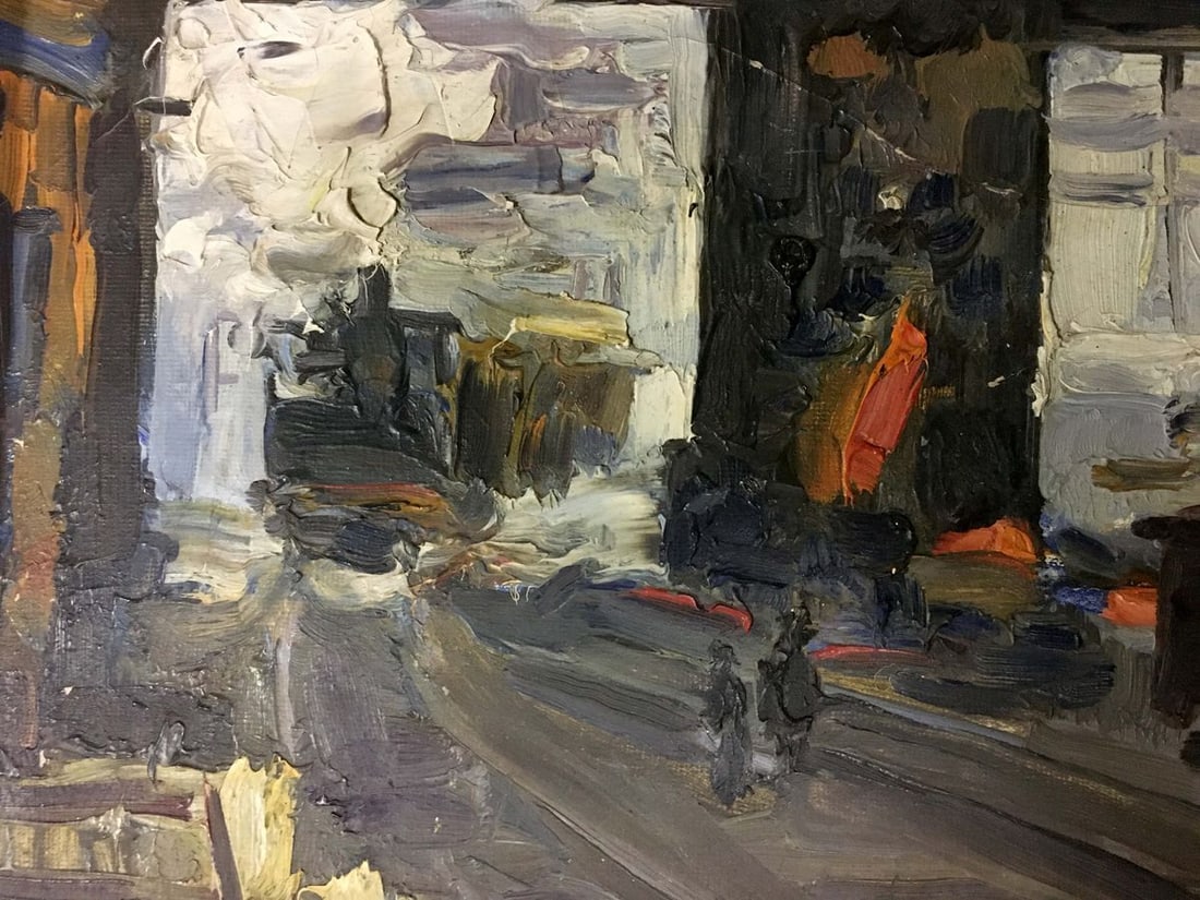 Oil painting At the station - 4