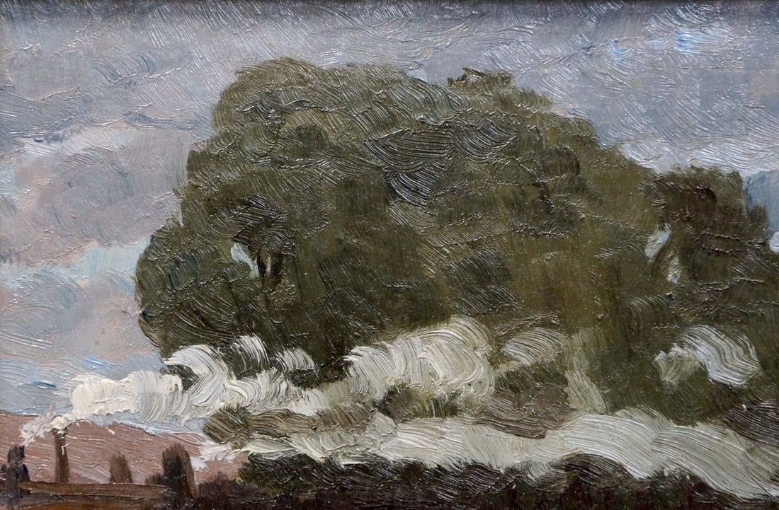 Oil painting At the station - 3