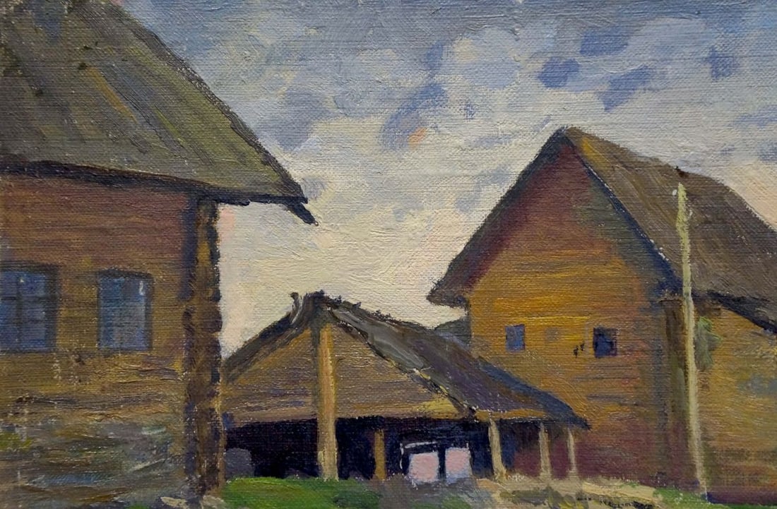 Oil painting Village landscape - 3