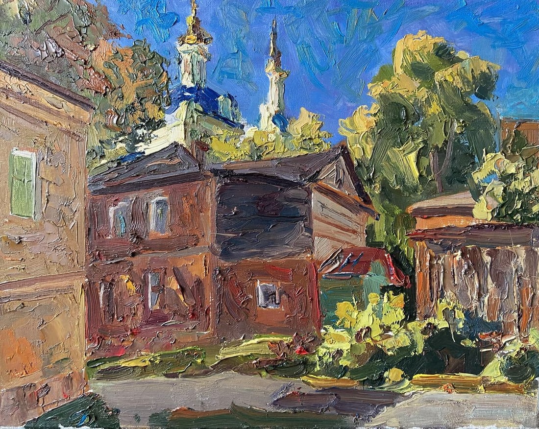 Oil painting Old courtyard Kapotenko Ivan Ivanovich: Title: Oil painting Old courtyard Kapotenko Ivan Ivanovich Description: No.Gap 32 *** ABOUT THIS PAINTING *** * TITLE: "Old courtyard" * ARTIST: Kapotenko Ivan Ivanovich * SIZE: 40x50 cm/'15.74x19.68