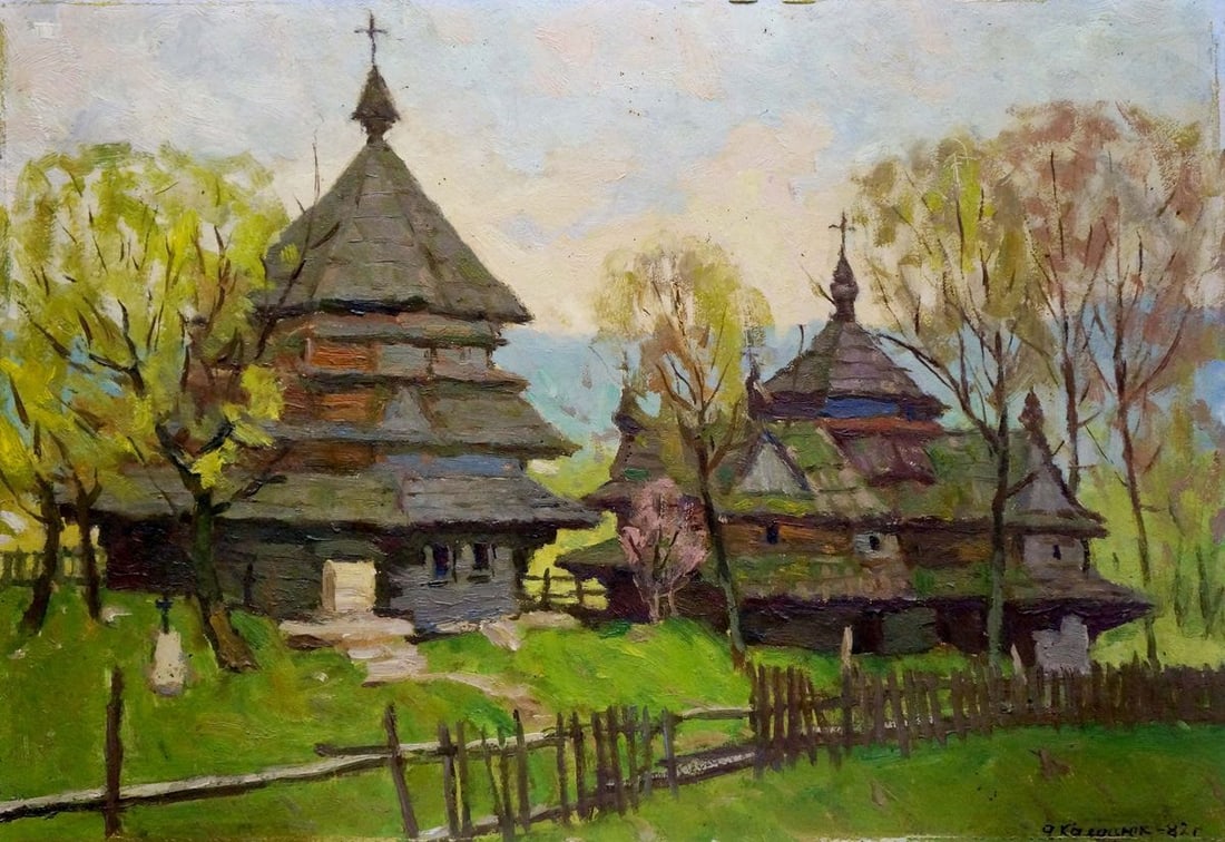Oil painting Church in the village Kalatsyuk Yakov Alekseevich (1 of 8)