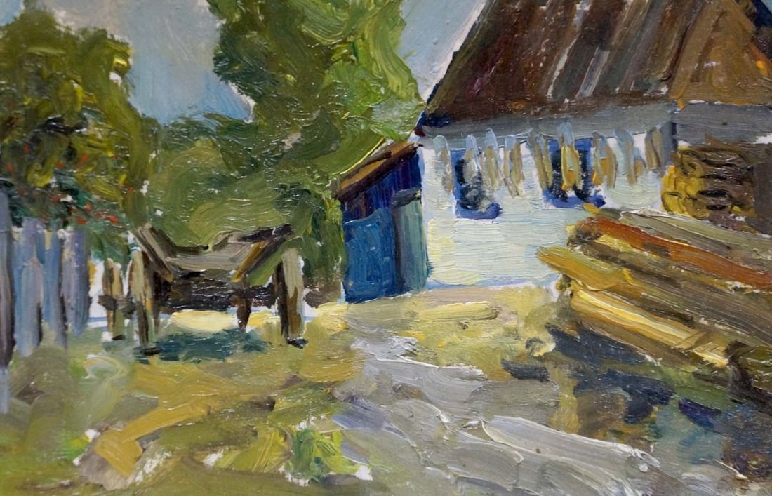 Oil painting Village landscape - 2