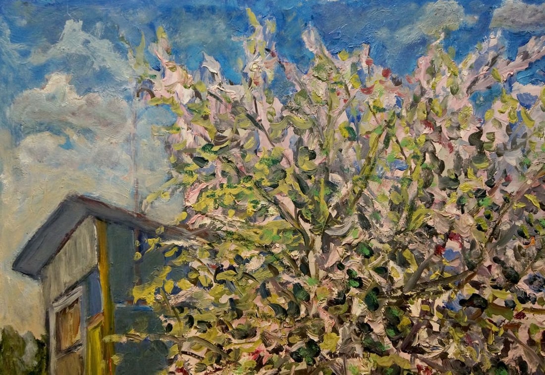 Oil painting A tree blooms in the yard Kisel Ivan Gordeevich - 3