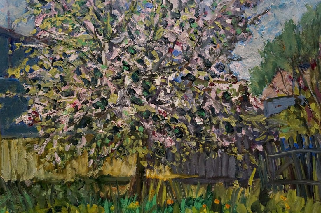 Oil painting A tree blooms in the yard Kisel Ivan Gordeevich - 6