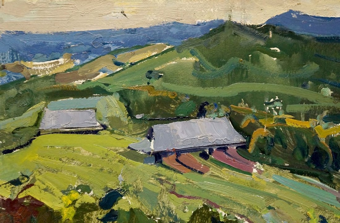 Oil painting Village landscape Kokin Mikhail Alexandrovich - 3