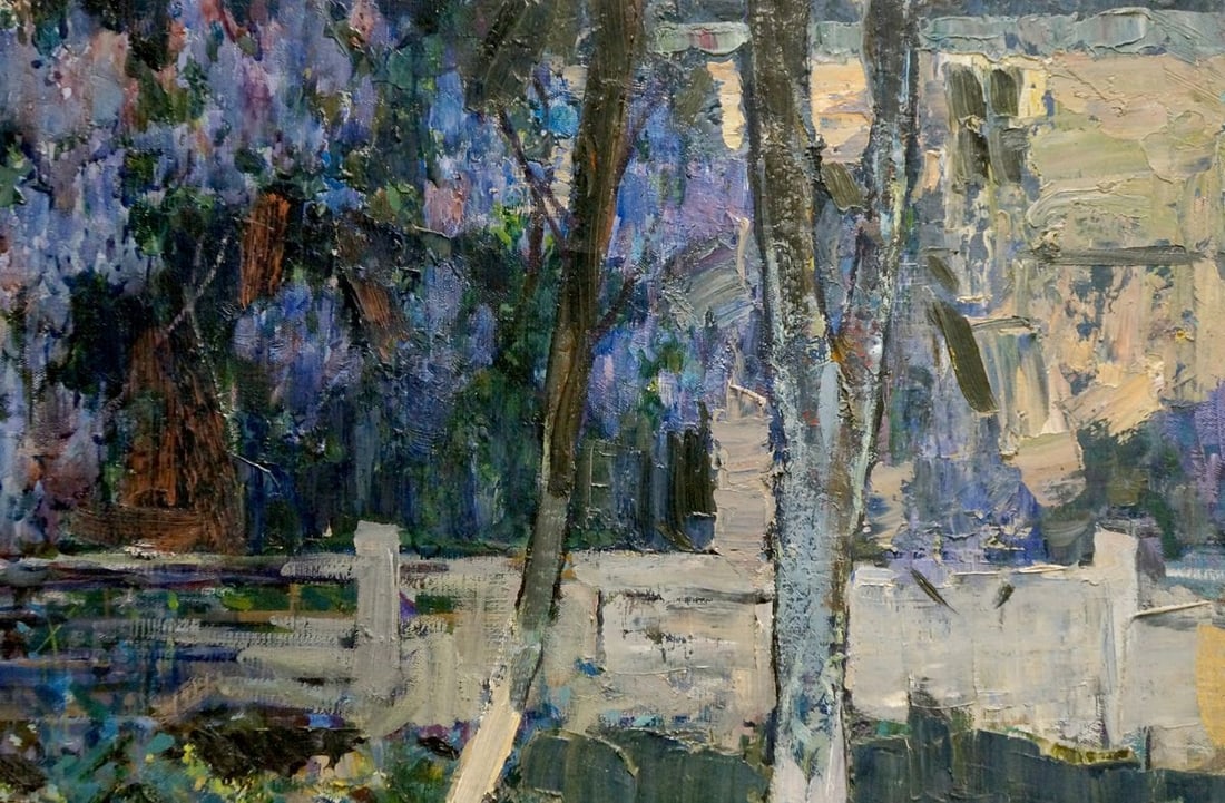 Oil painting Home yard Peter Kuzmich Stolyarenko - 4