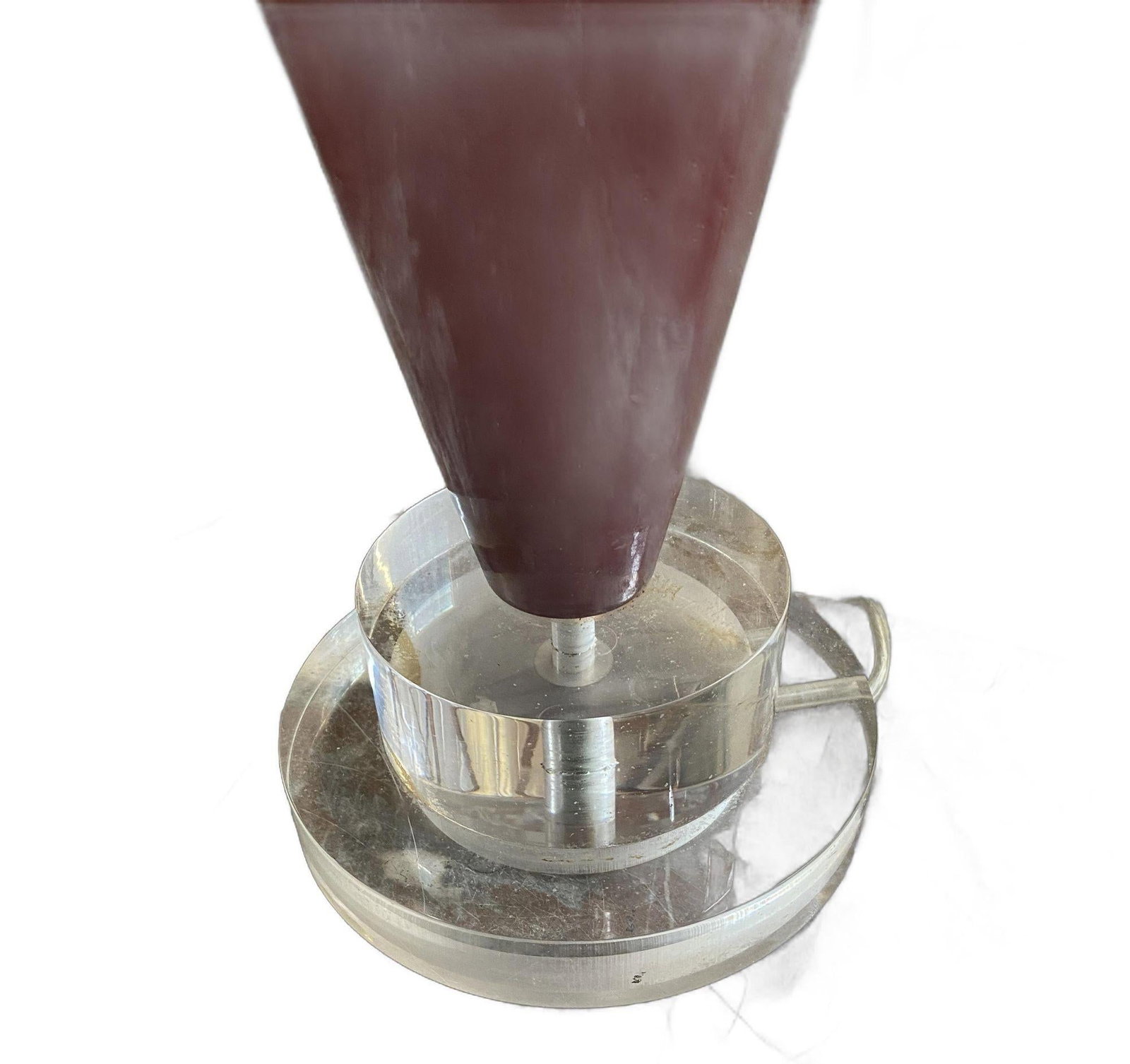 90s Pair of Red Ceramic Tear Drop Shaped Table Lamp w/ Acrylic Base - 15