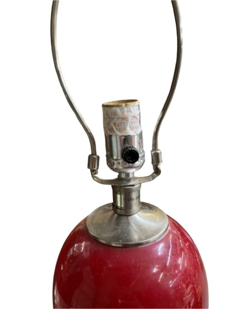 90s Pair of Red Ceramic Tear Drop Shaped Table Lamp w/ Acrylic Base - 16